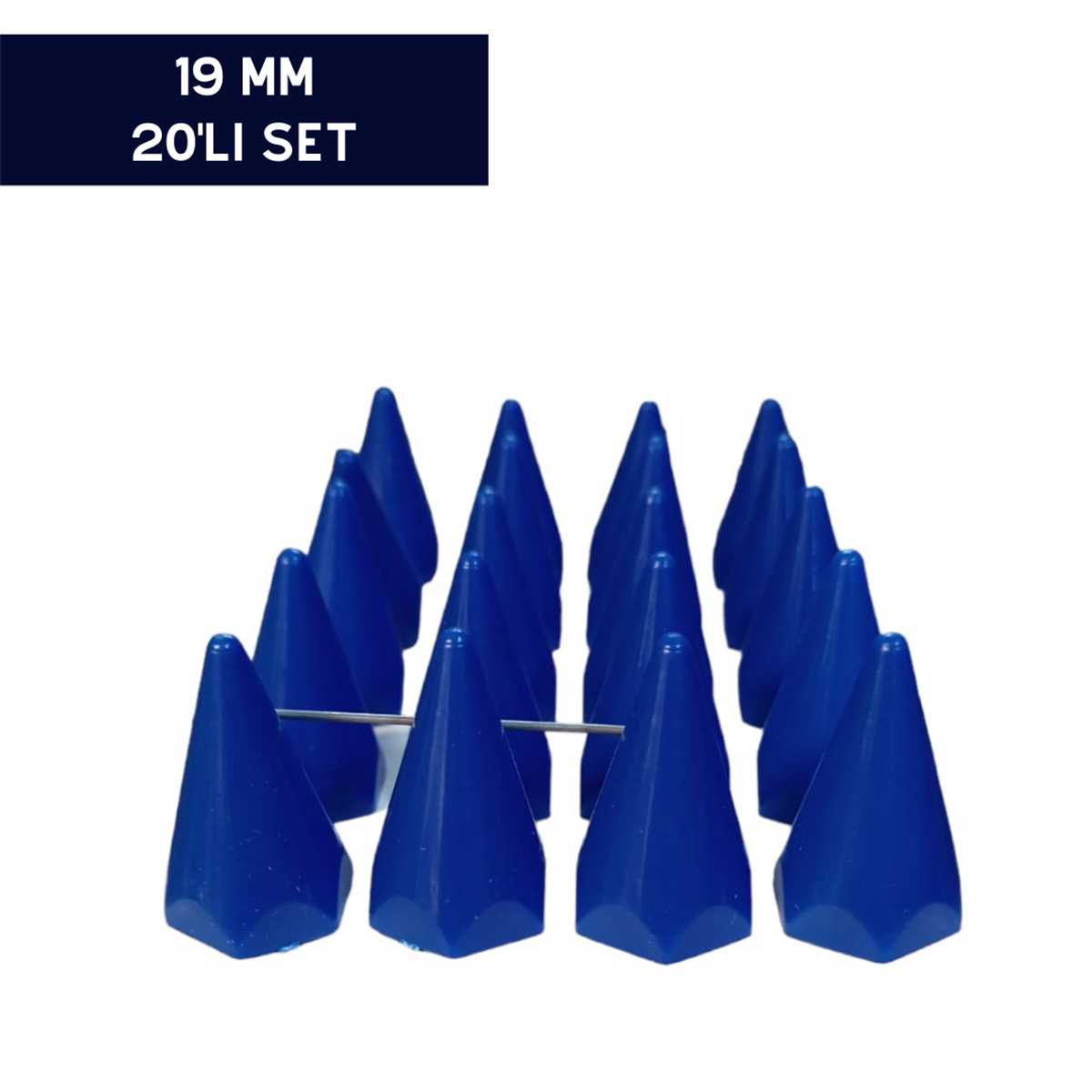 BİJON KAPAĞI RENKLİ SİVRİ MAVİ 19MM 20'Lİ SET KOD:007038