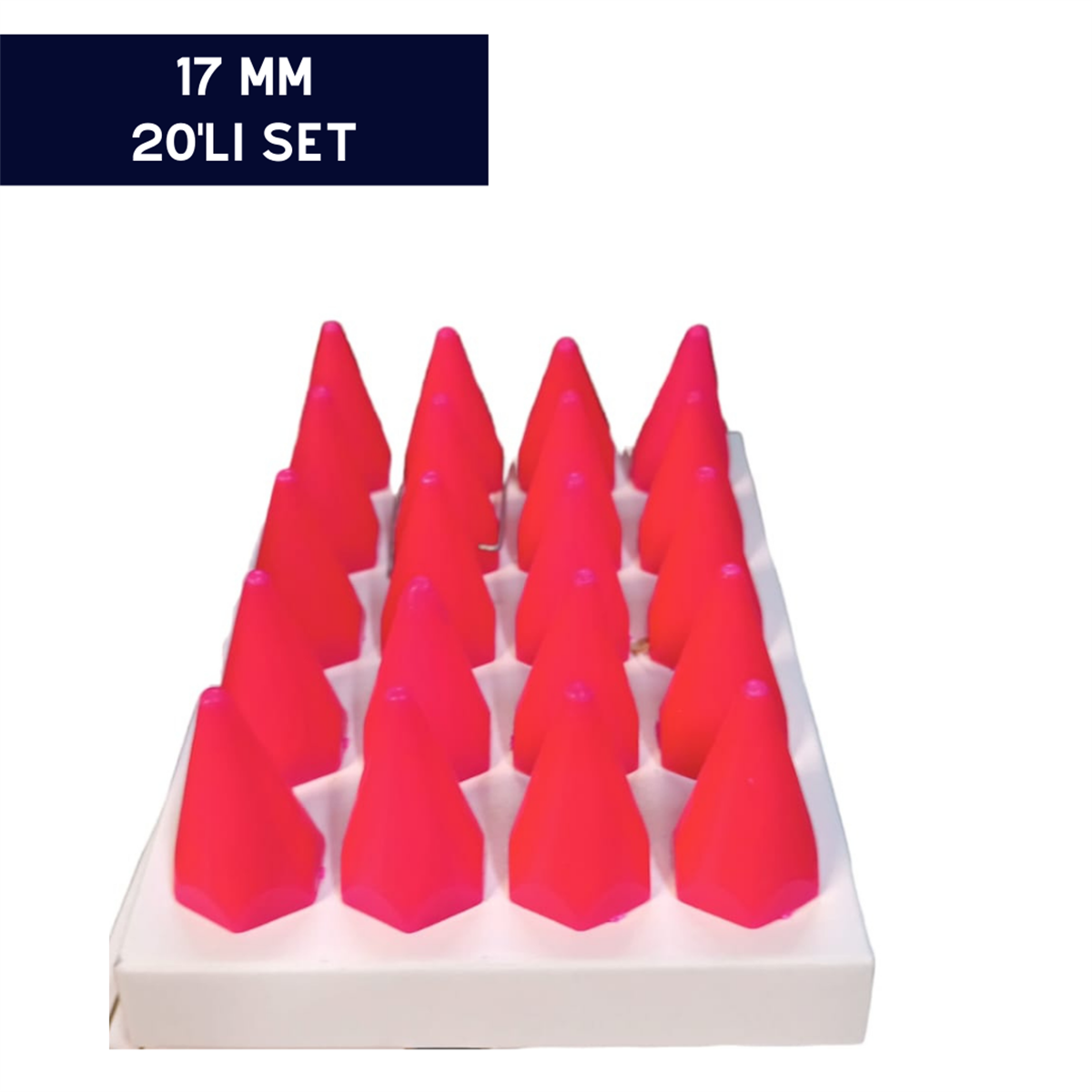 BİJON KAPAĞI RENKLİ SİVRİ PEMBE 17MM 20'Lİ SET KOD:007027