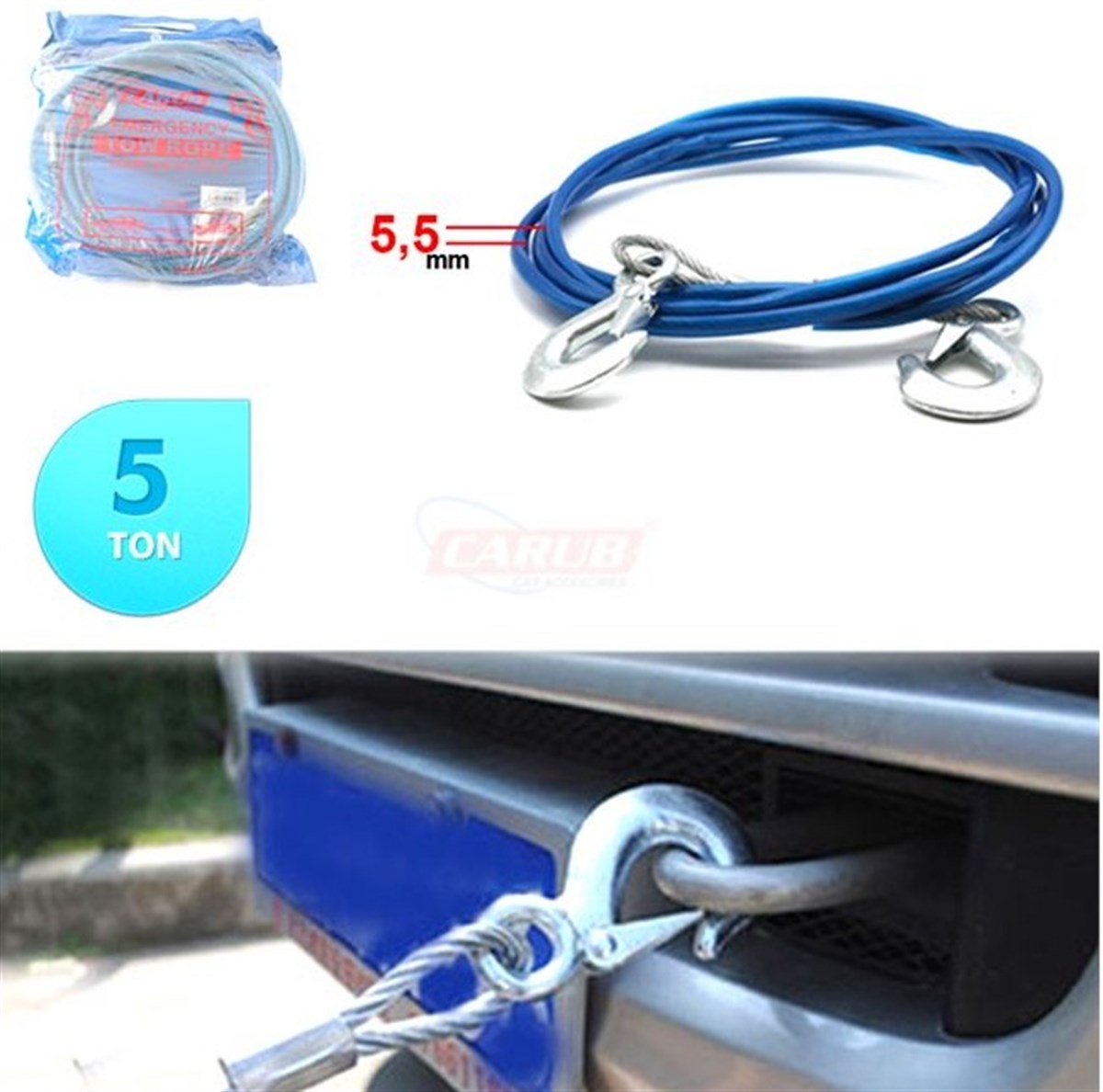 Çekme  Halatı Çelik İzoleli 5 Ton 8mm*3.5m 1720505