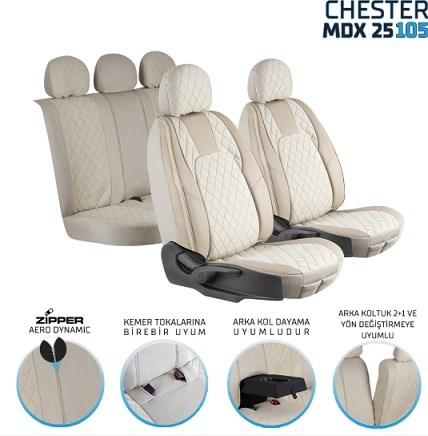 CHESTER OTO KILIFI FERMUARLI BEJ NAKIŞ BEJ KOD:MDX25-105
