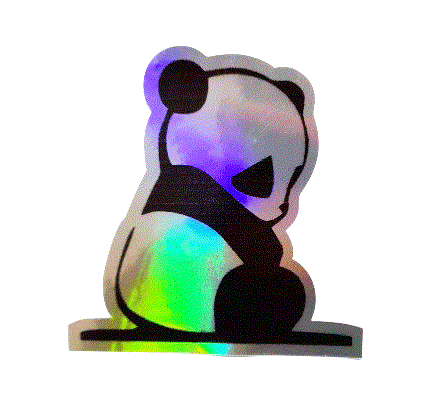 ÇIKARTMA YENİ NESİL PANDA ARKASI DÖNÜK HOLOGRAM 8X9CM KOD:2161