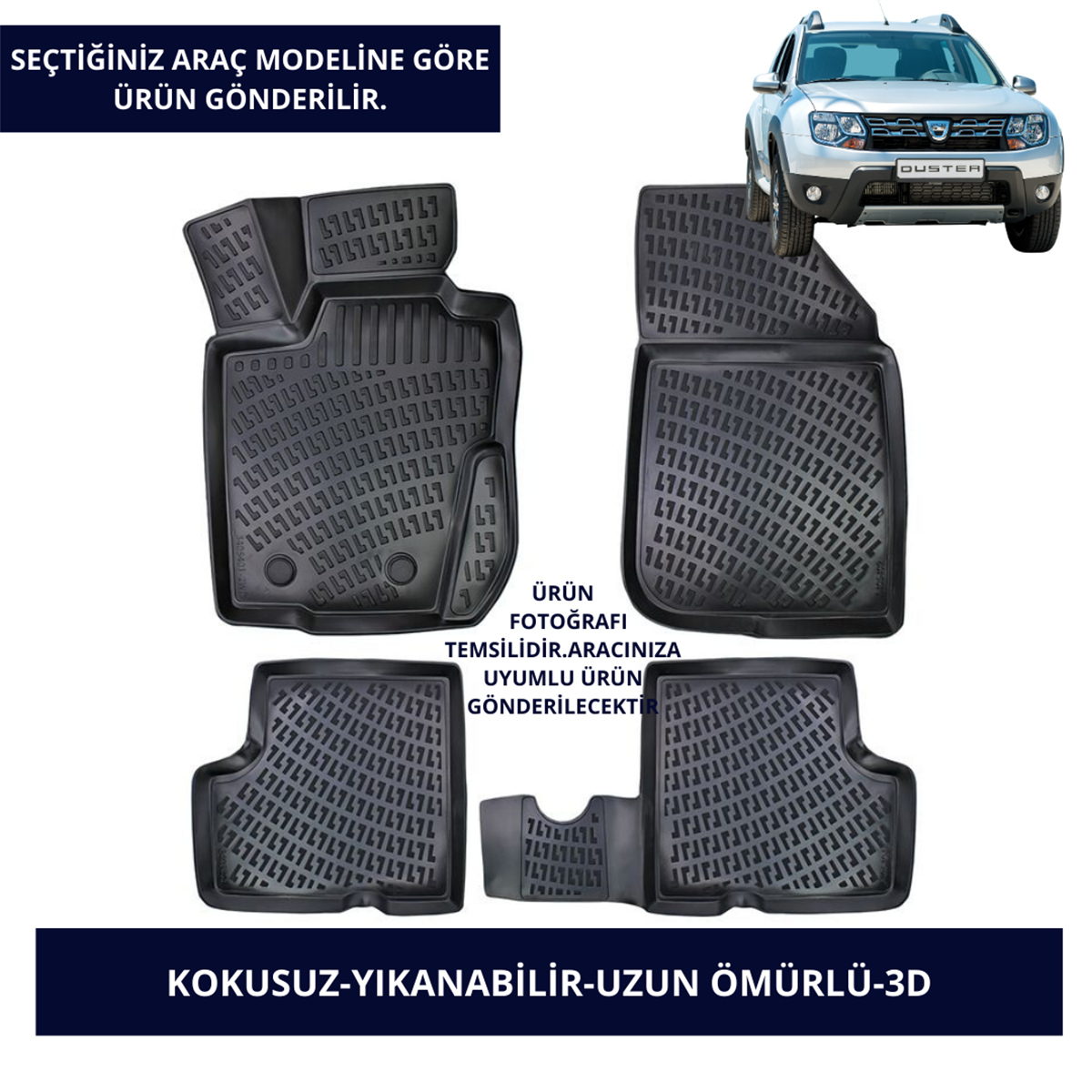 Dacia Araçlar- Siyah 3D Kauçuk Paspas