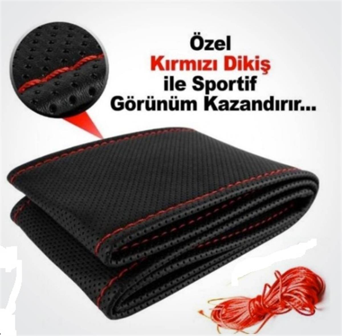 Direksiyon Kılıfı Delikli Dikmeli İğneli Kırmızı Dikişli FOX Kod:800204