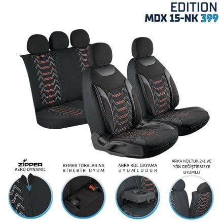 EDİTİON NAKIŞ KETEN OTO KILIFI FERMUARLI. DARK SİYAH KOD:MDX15-NK-399