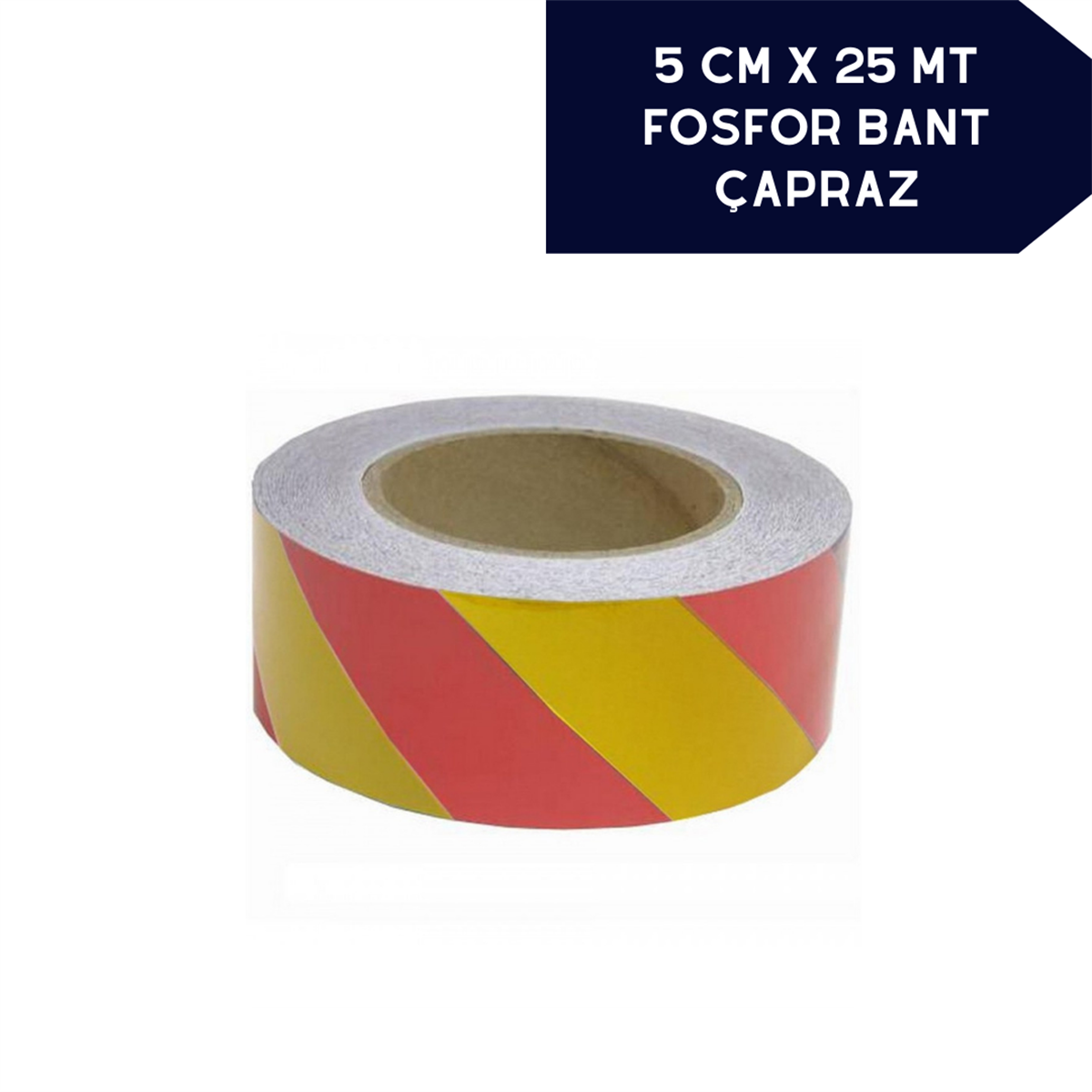 Fosfor Bant Çapraz 5cmx25m Kırmızı Sarı Kod:2406007