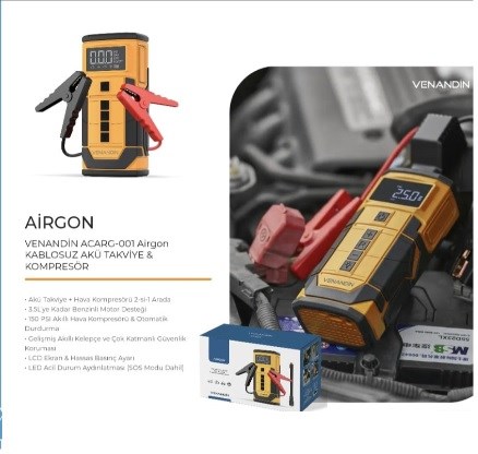 HAVA KOMPRESÖRÜ + AKÜ TAKVİYE AIRGON KOD:ACARG-001 