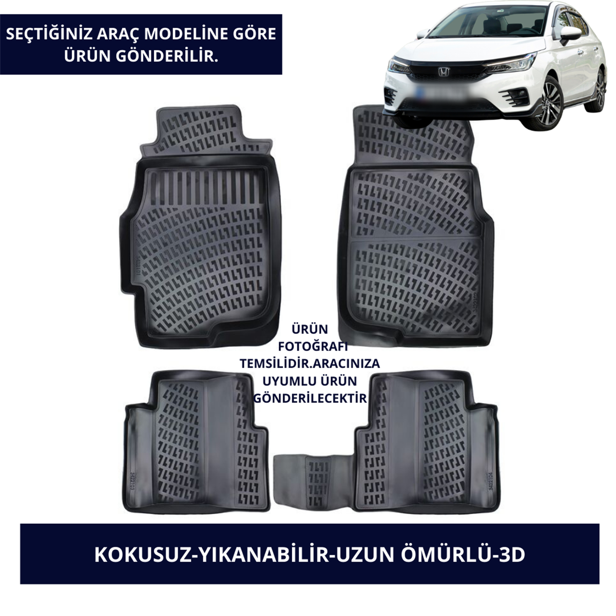 Honda Araçlar- Siyah 3D Kauçuk Paspas