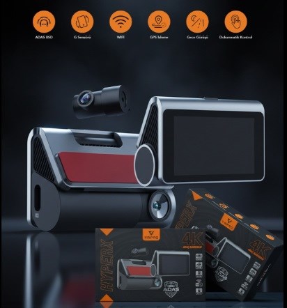 HYPERX 4K UHD DOKUNMATİK EKRANLI Wi-Fi & GPS ARAÇ KAMERASI - ADAS DESTEKLİ KOD:HYPERX