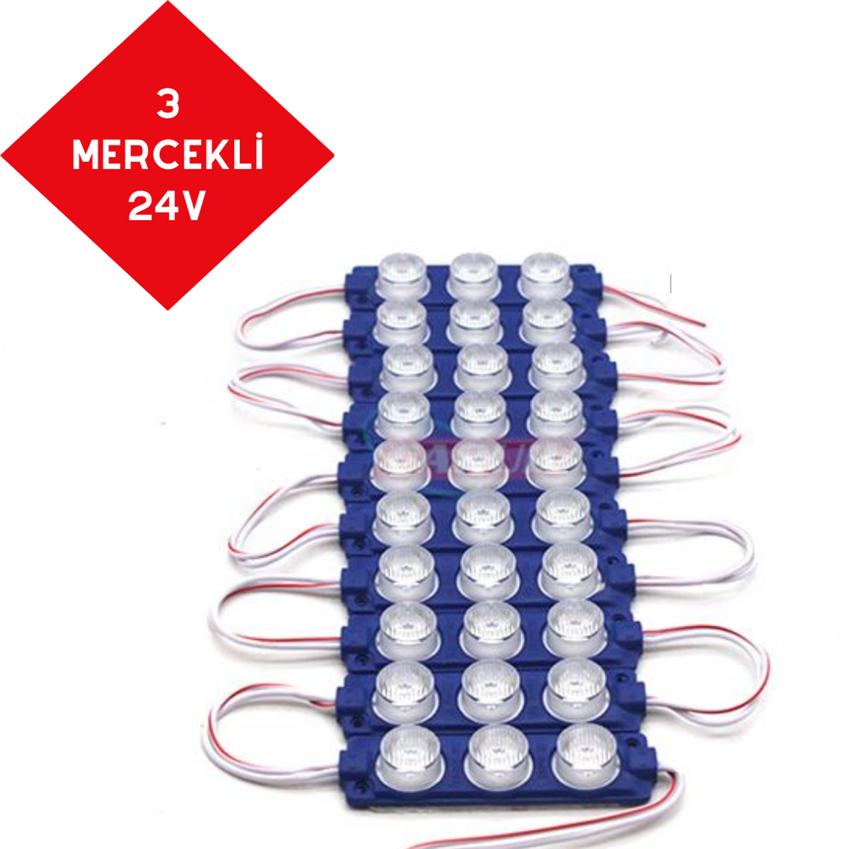 LAMBA 24V CAMLI PARMAK MAVİ MERCEK 3LÜ 10 ADET KOD:0409932
