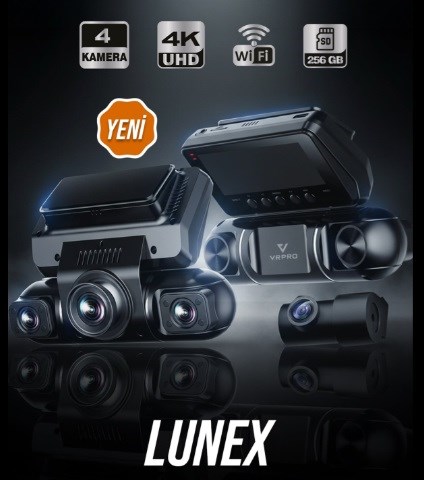 LUNEX 4 KAMERALI 4K UHD Wi-Fi & GPS AKILLI ARAÇ KAMERASI 256 GB MicroSD DESTEĞİ - 24 SAAT PARK İZLEME KOD:LUNEX