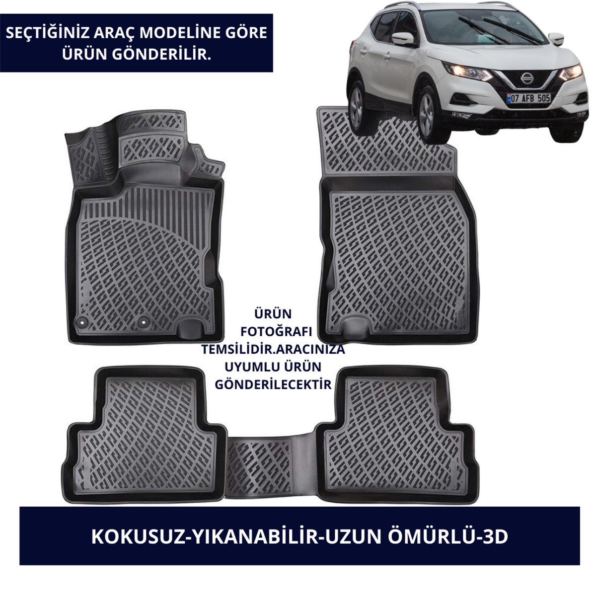 Nissan Araçlar- Siyah 3D Kauçuk Paspas