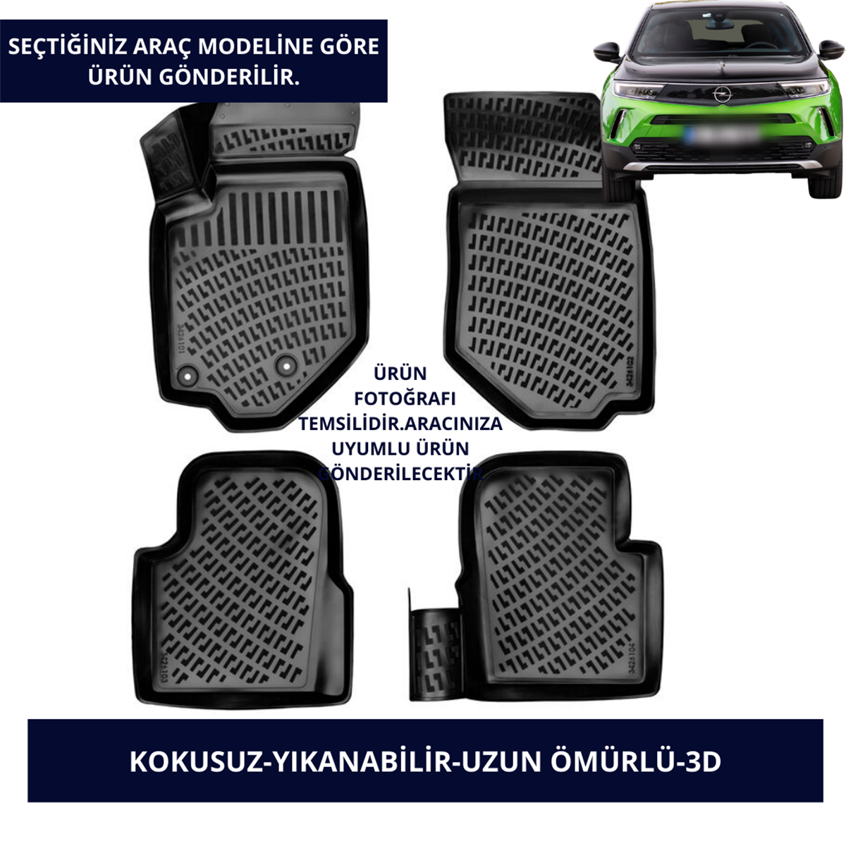 Opel Araçlar- Siyah 3D Kauçuk Paspas