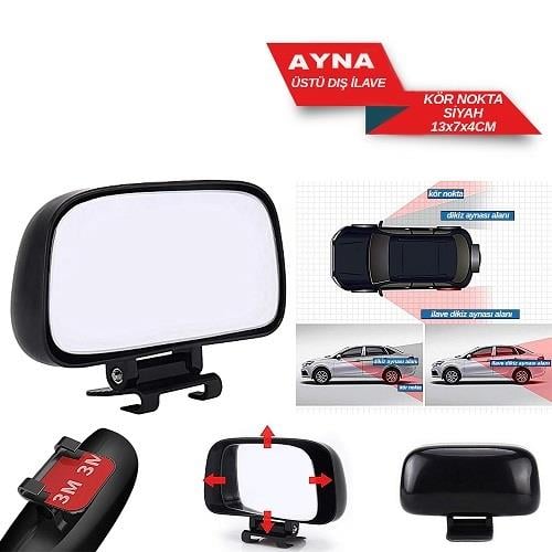 SÜRÜCÜ EĞİTMEN AYNASI 13X7X4CM SİYAH DİKDÖRTGEN KOD:0225004