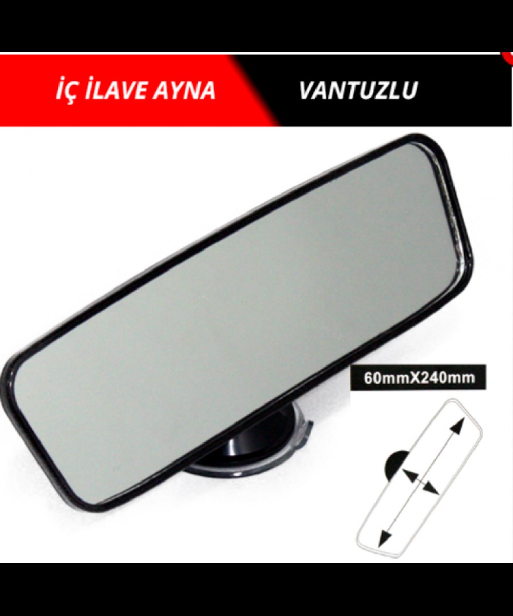 Vantuzlu İç İlave Ayna Orjinal Cam 5,5cmx24cm  Kod:0221171