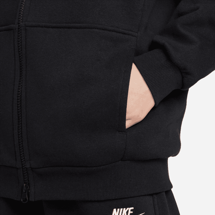 Nike Sportswear Club Fleece Tam Boy Fermuarl Bol Genc K z Cocuk Kapu onlu Ustu
