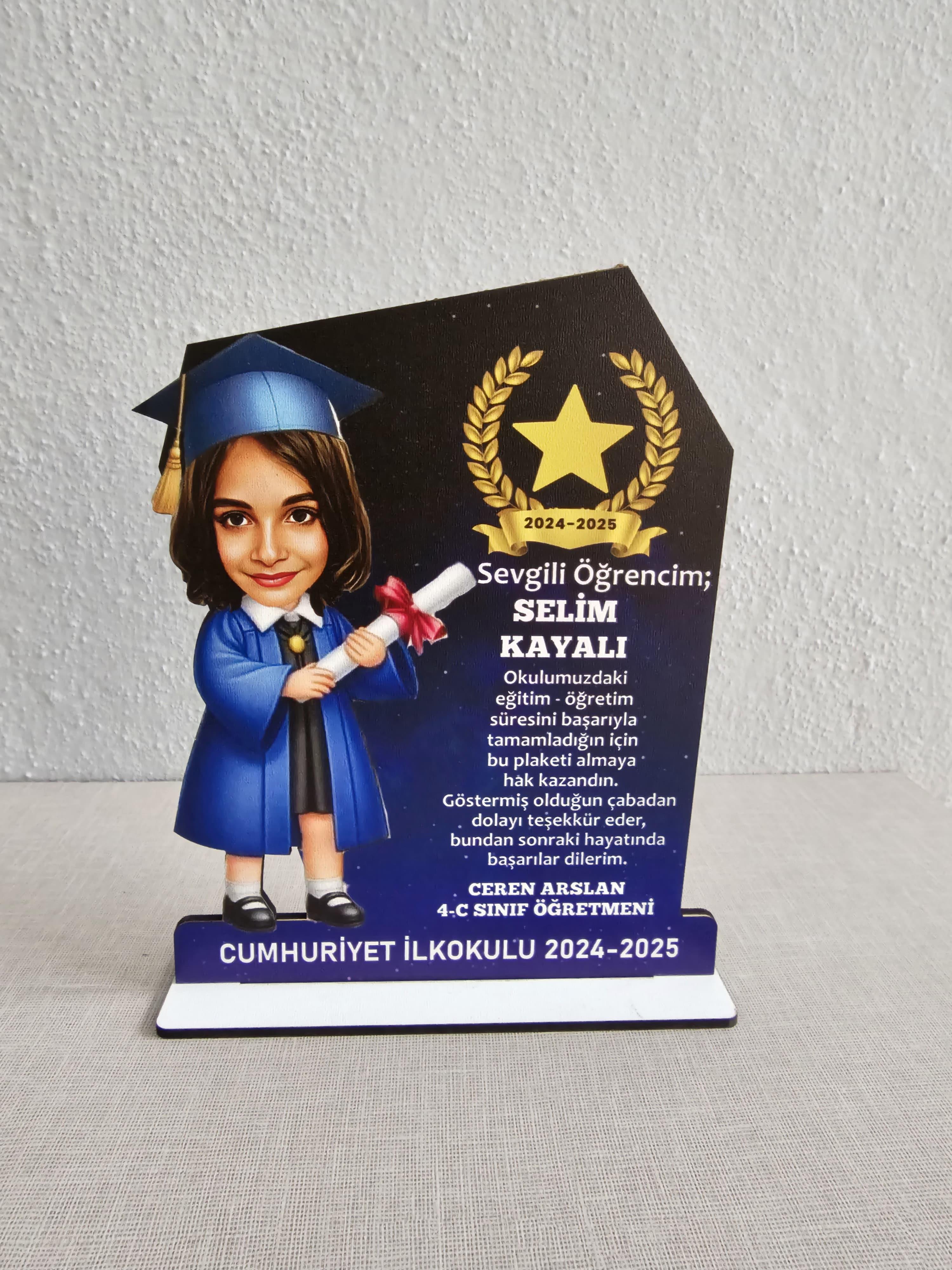 Ahşap Kişiye Özel Karikatür Detaylı Plaket