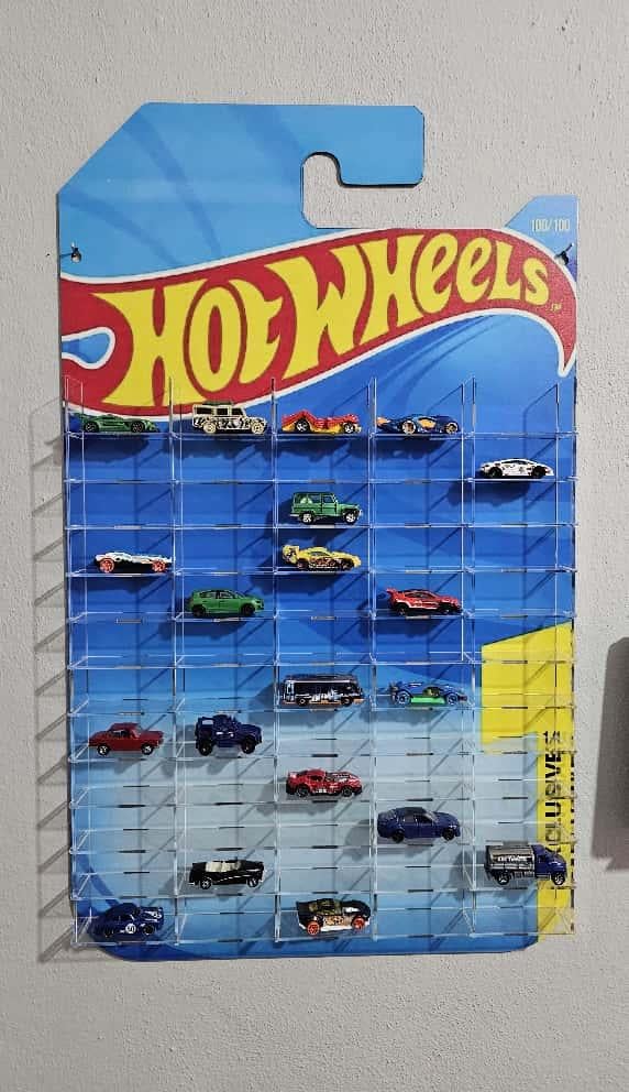 Hotwheels Temalı Ahşap Araç Standı (60 Araçlık)