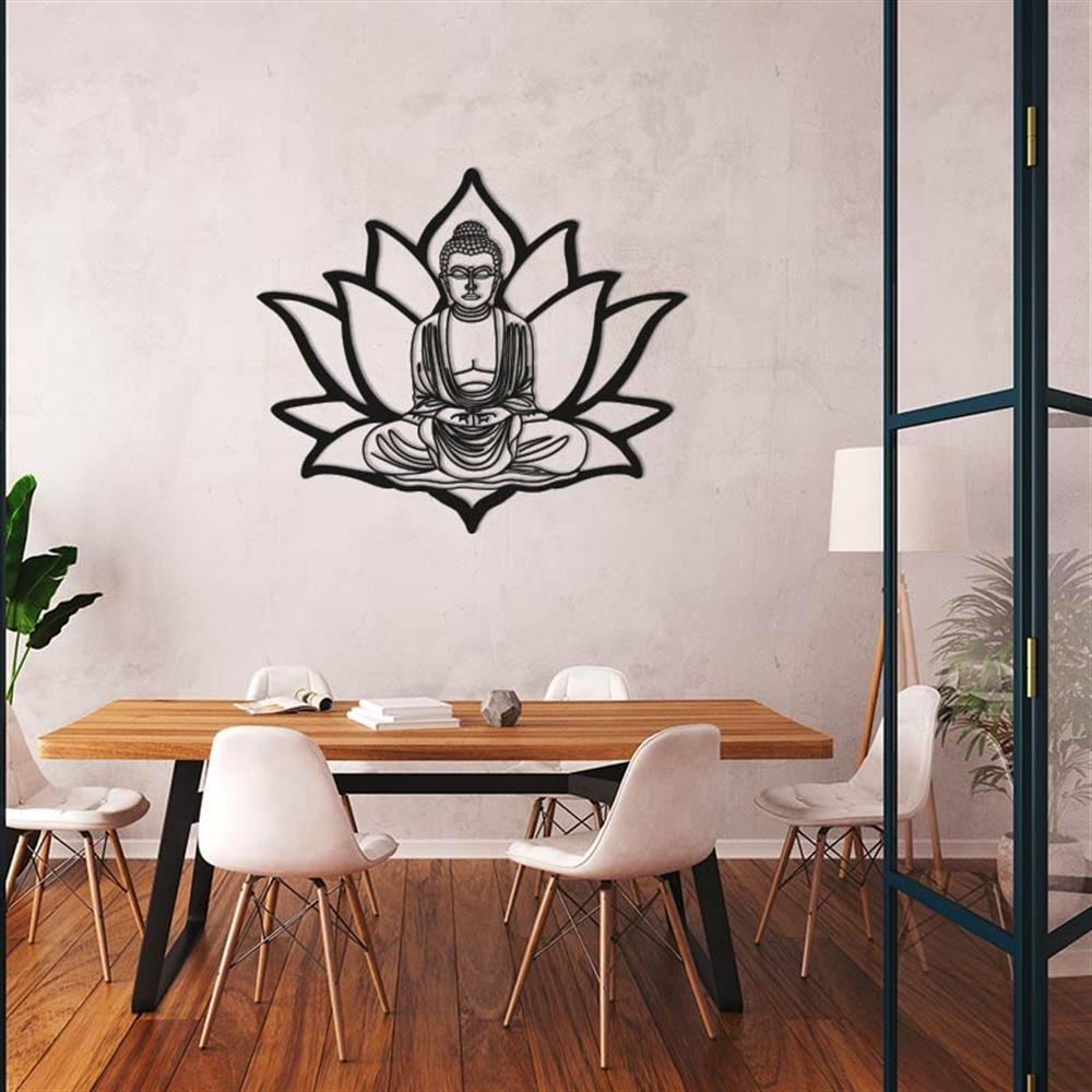 Ahşap Buda ve Lotus Çiçeği