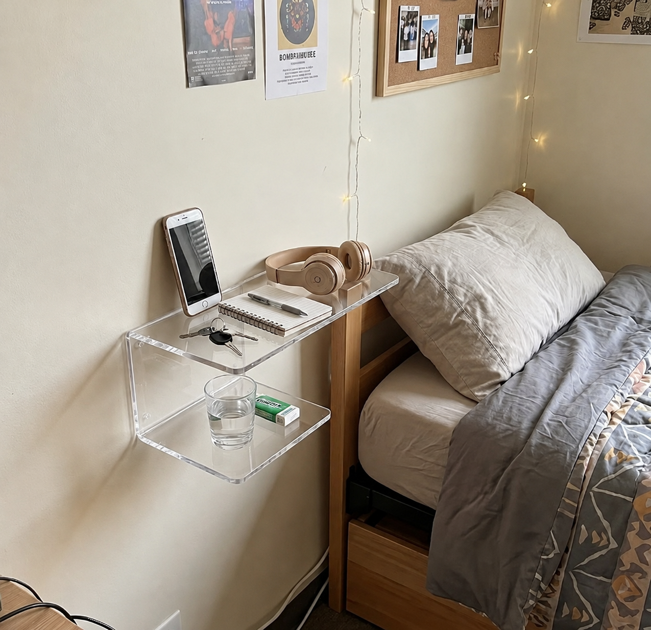 Şeffaf Pleksi Duvar Rafı  – Modern İki Katlı Duvar Tipi Organizer