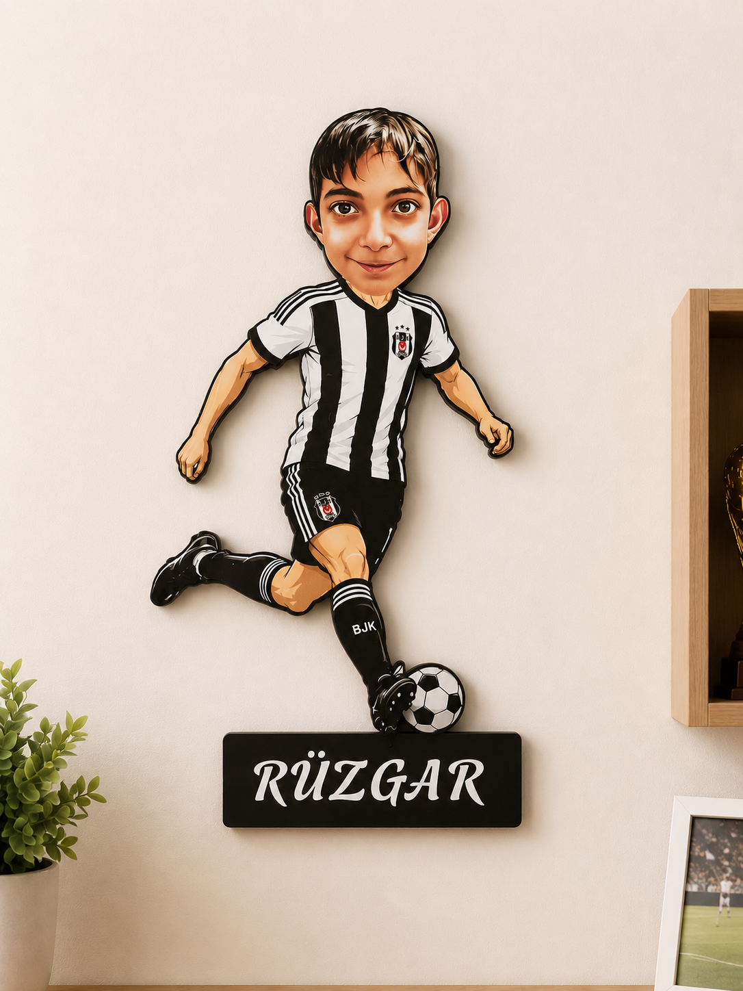 Futbolcu Temalı Karikatür Duvar Dekoru