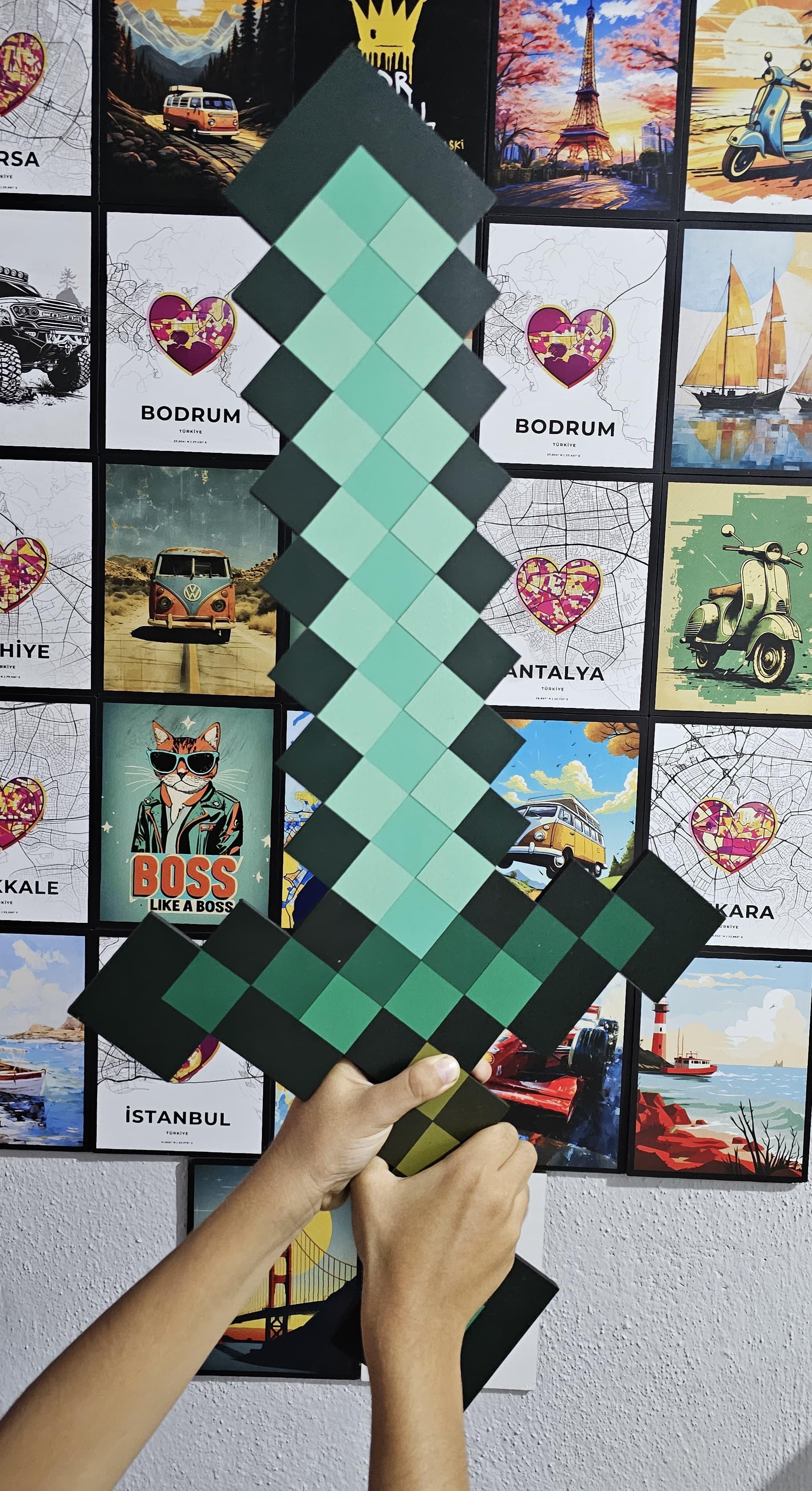 Minecraft Temalı Ahşap Elmas Kılıç