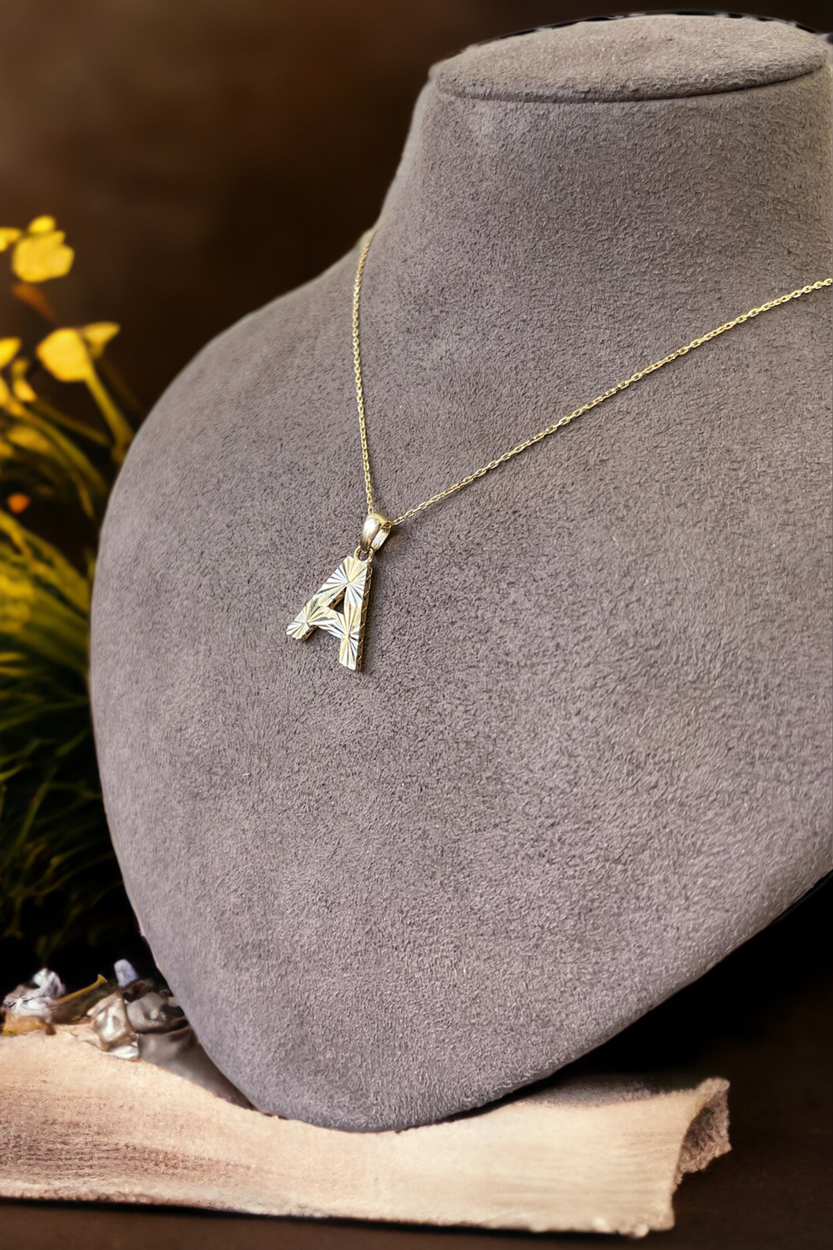 14 Ayar Altın A Harf Kolye Ucu