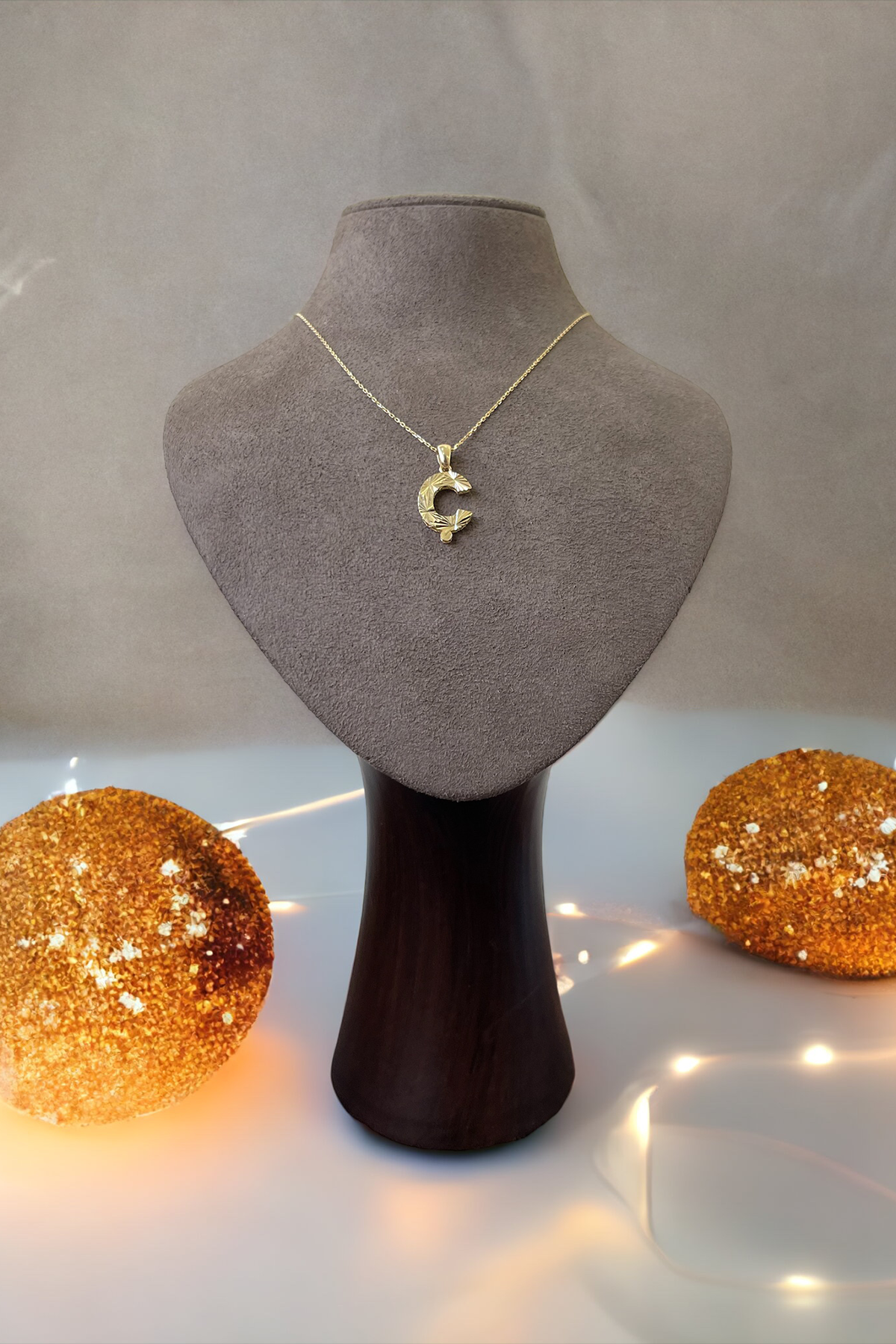 14 Ayar Altın Ç Harf Kolye Ucu