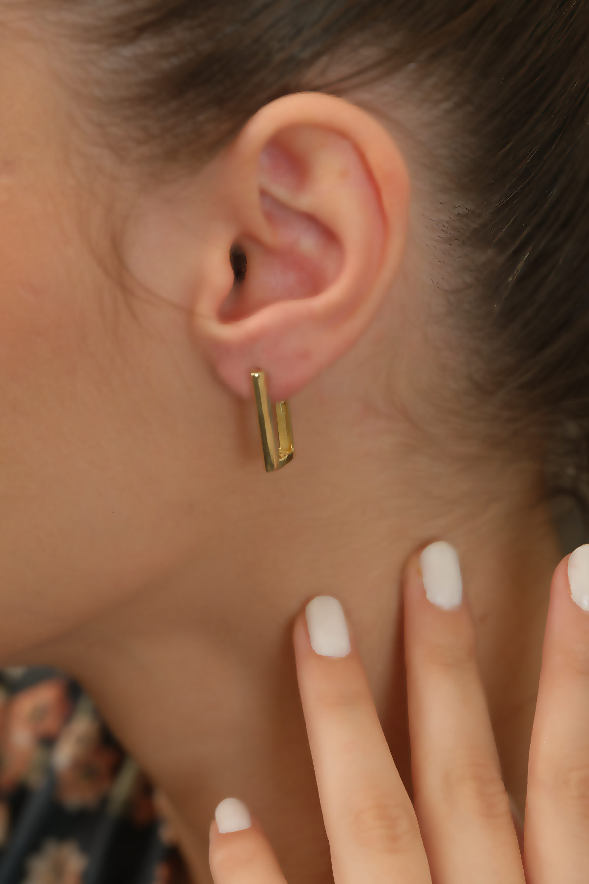 14 Ayar Altın Rectangle Küpe