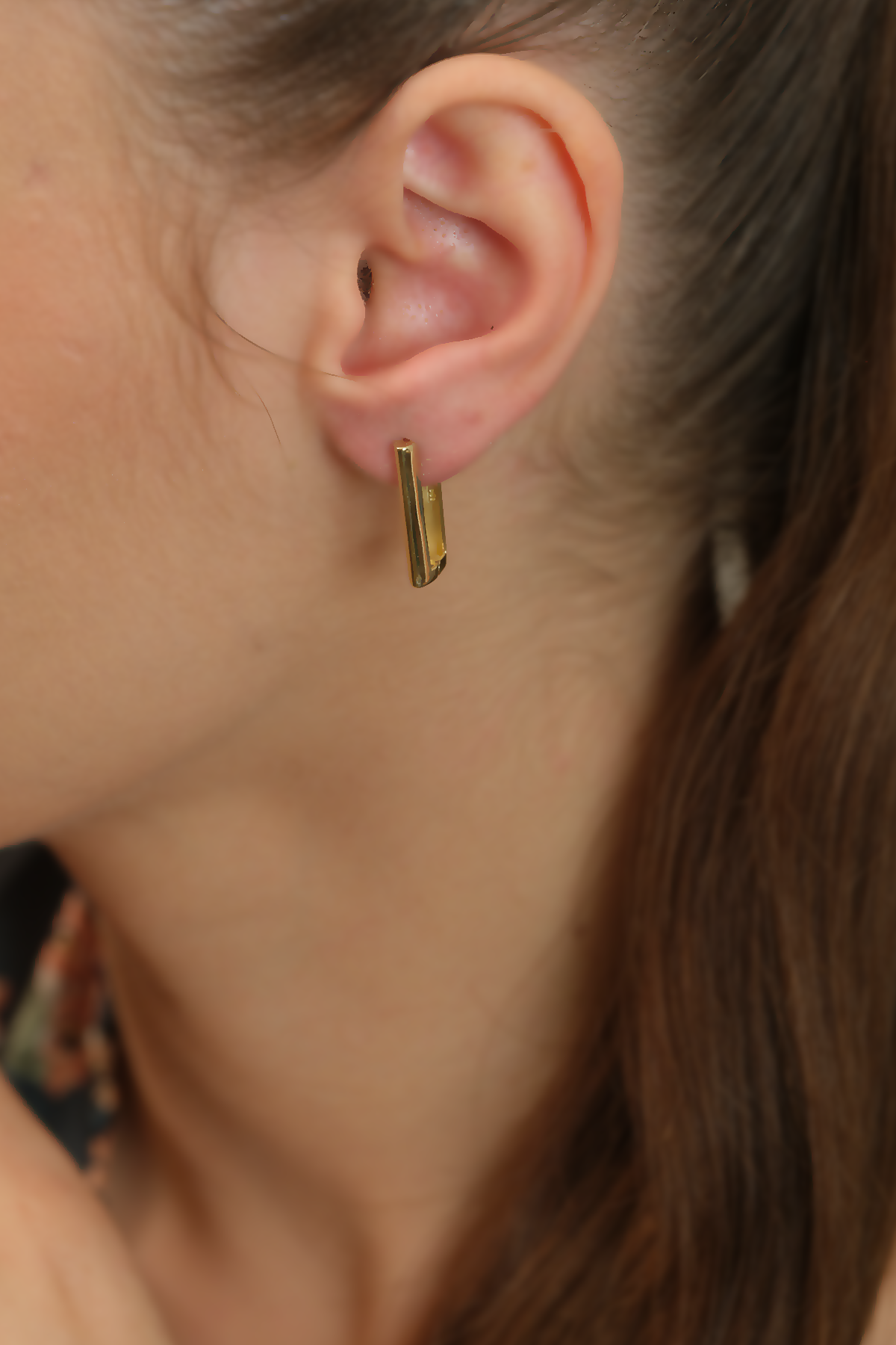 14 Ayar Altın Rectangle Küpe