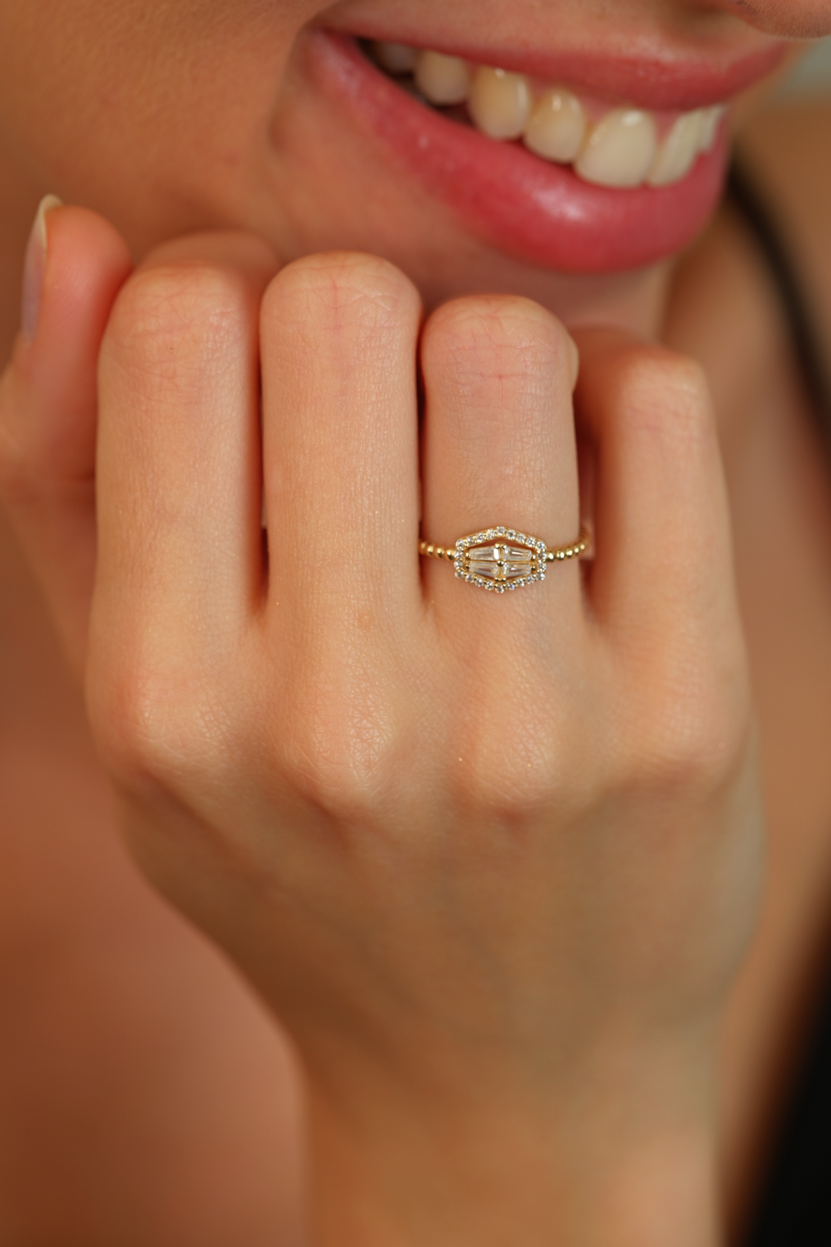 14 Ayar Altın Baget Eklem Yüzük