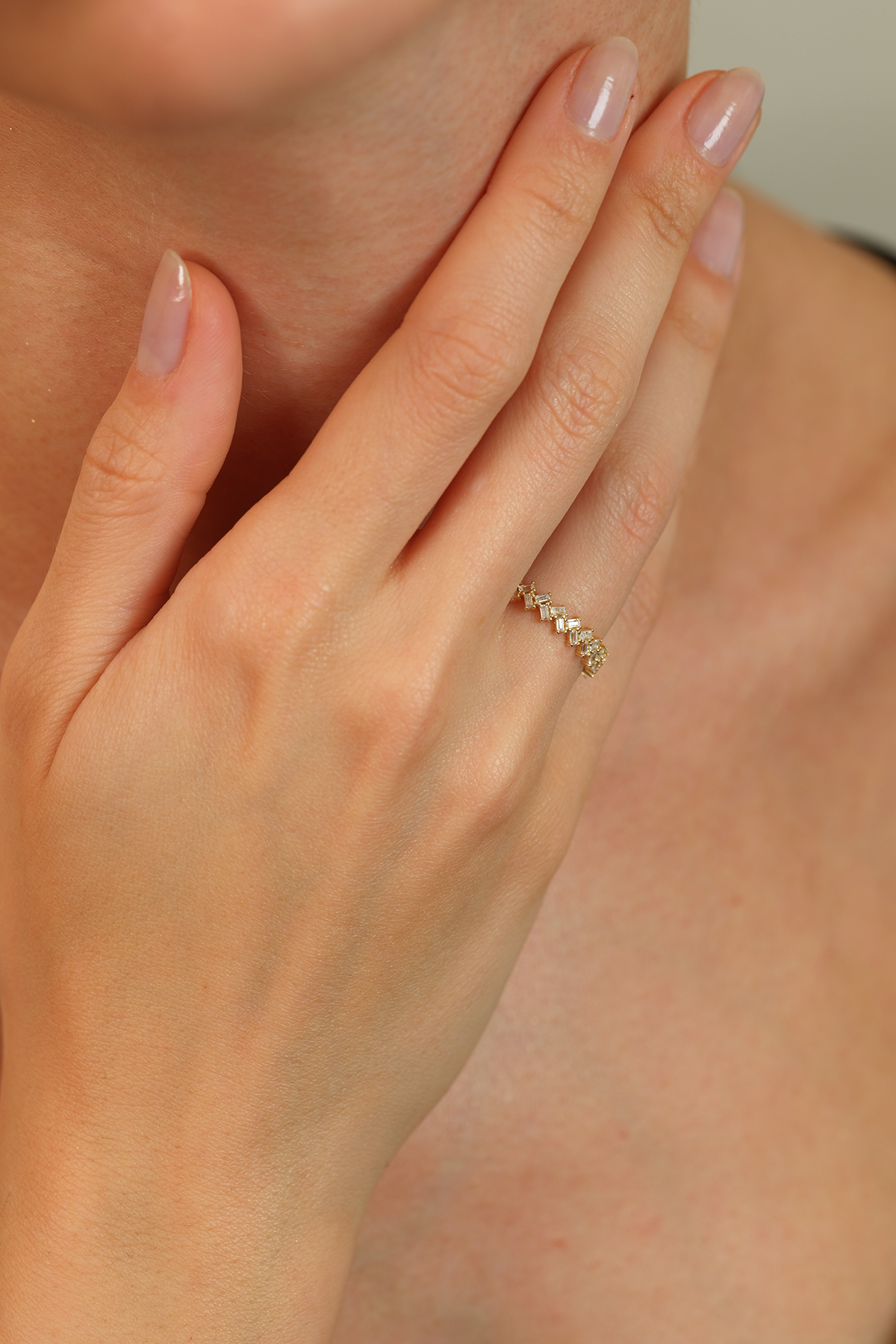 14 Ayar Altın Bagetli Çıtır Yüzük