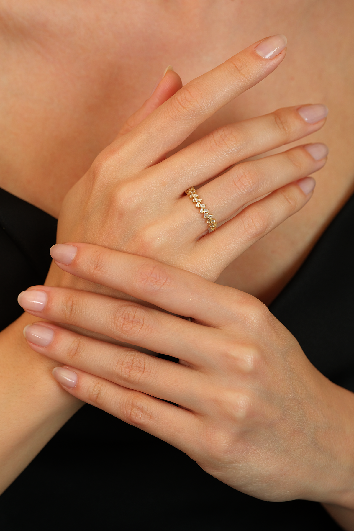 14 Ayar Altın Bagetli Çıtır Yüzük