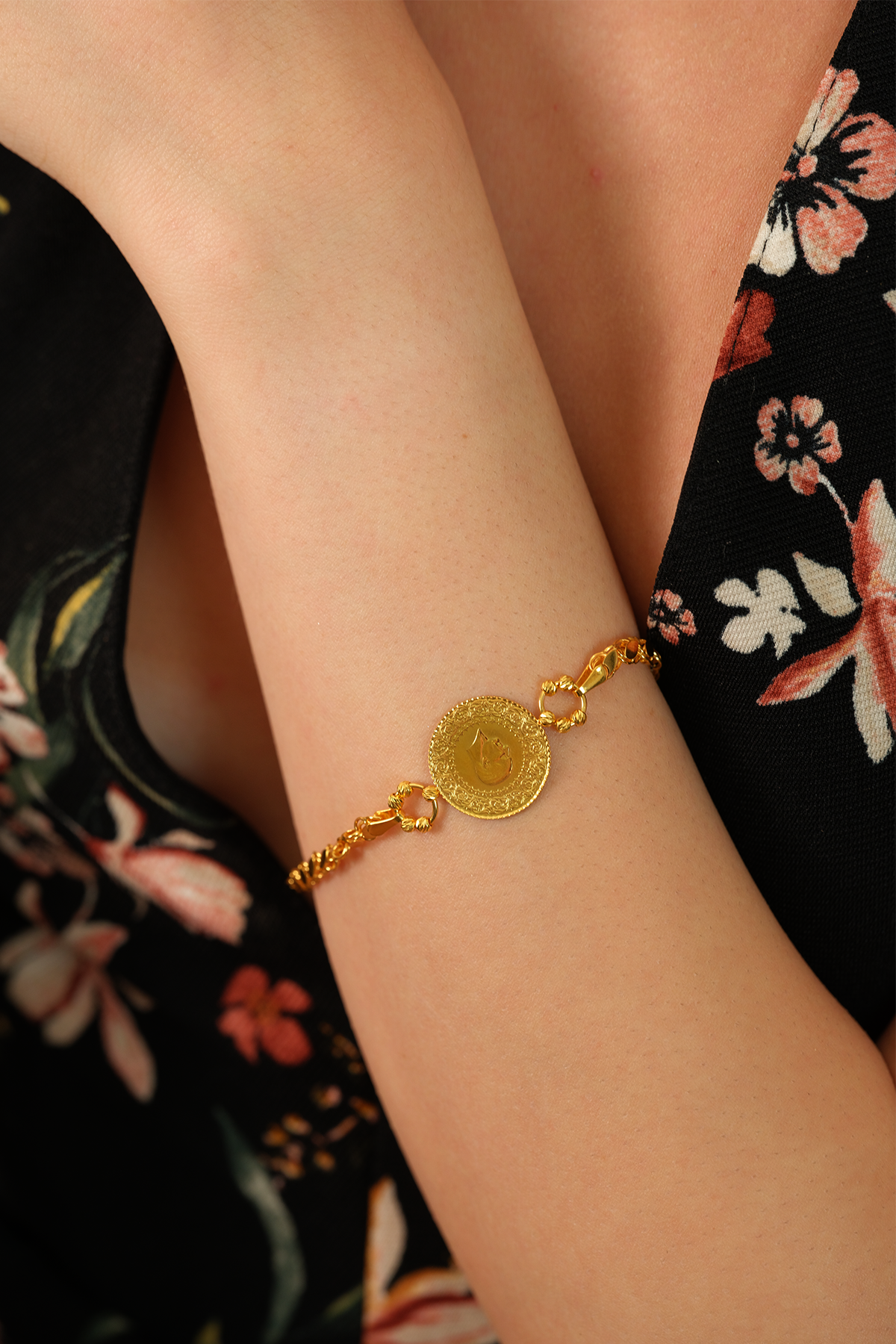 14 Ayar Altın Çeyrekli Pullu Bileklik