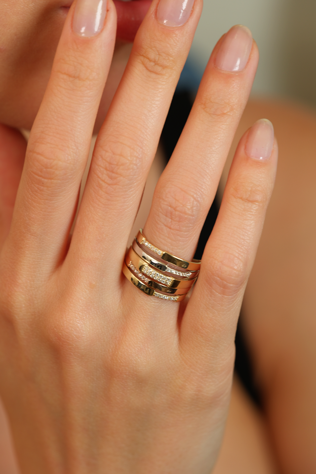 14 Ayar Altın Different Üç Renk Yüzük