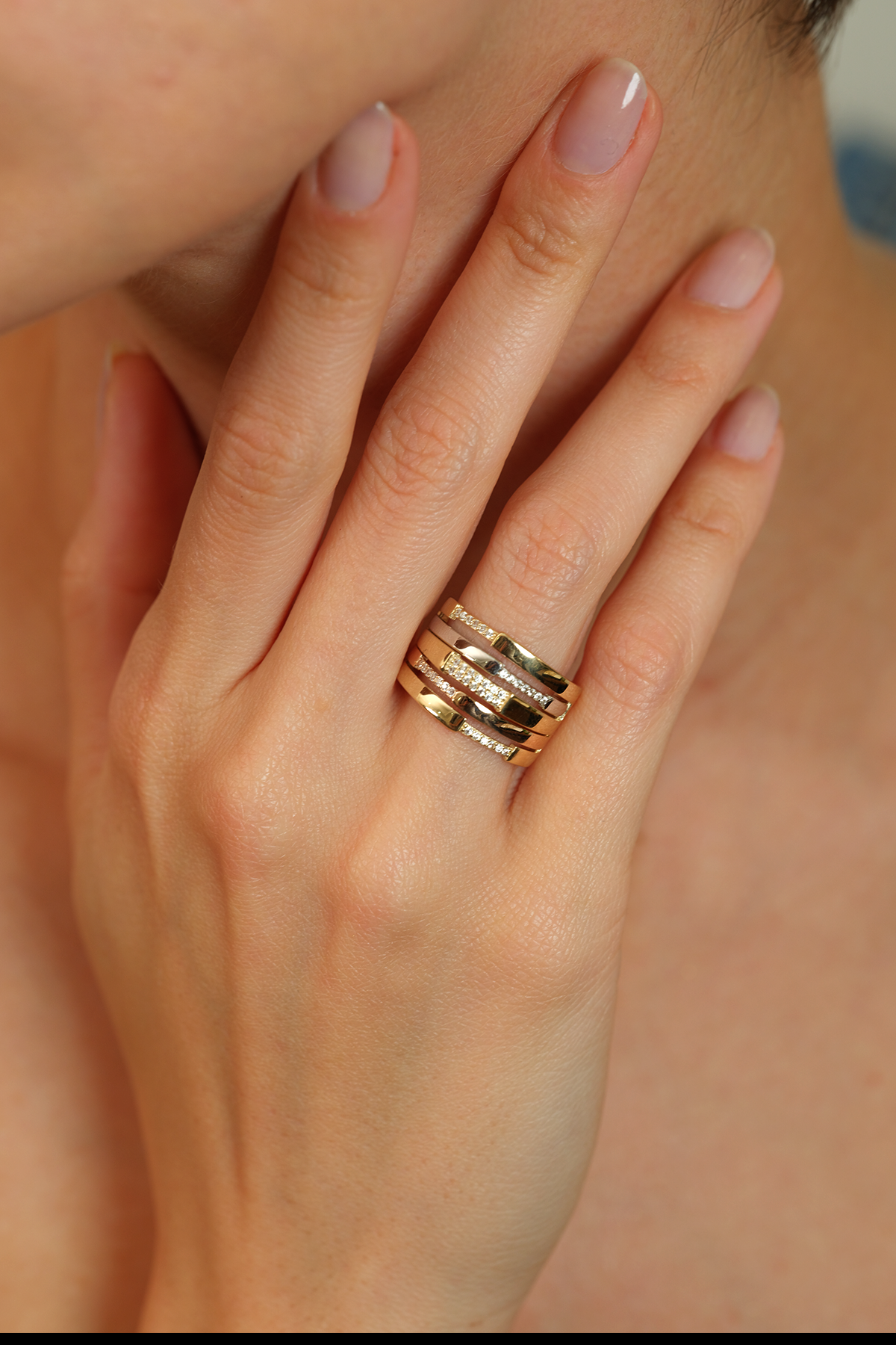 14 Ayar Altın Different Üç Renk Yüzük