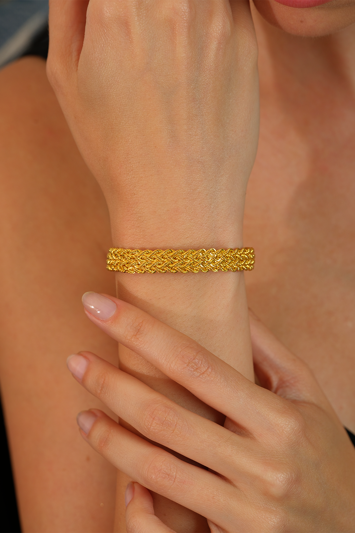 14 Ayar Altın Dört Sıra Örgü Bileklik