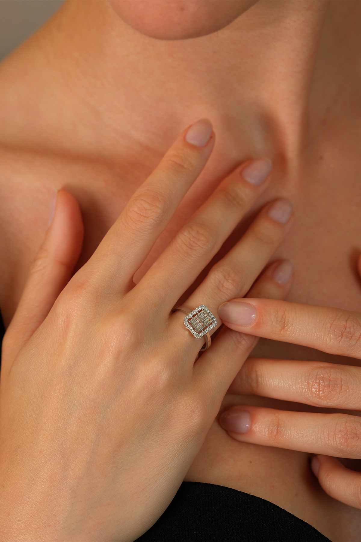 14 Ayar Altın Double Row Baget Yüzük