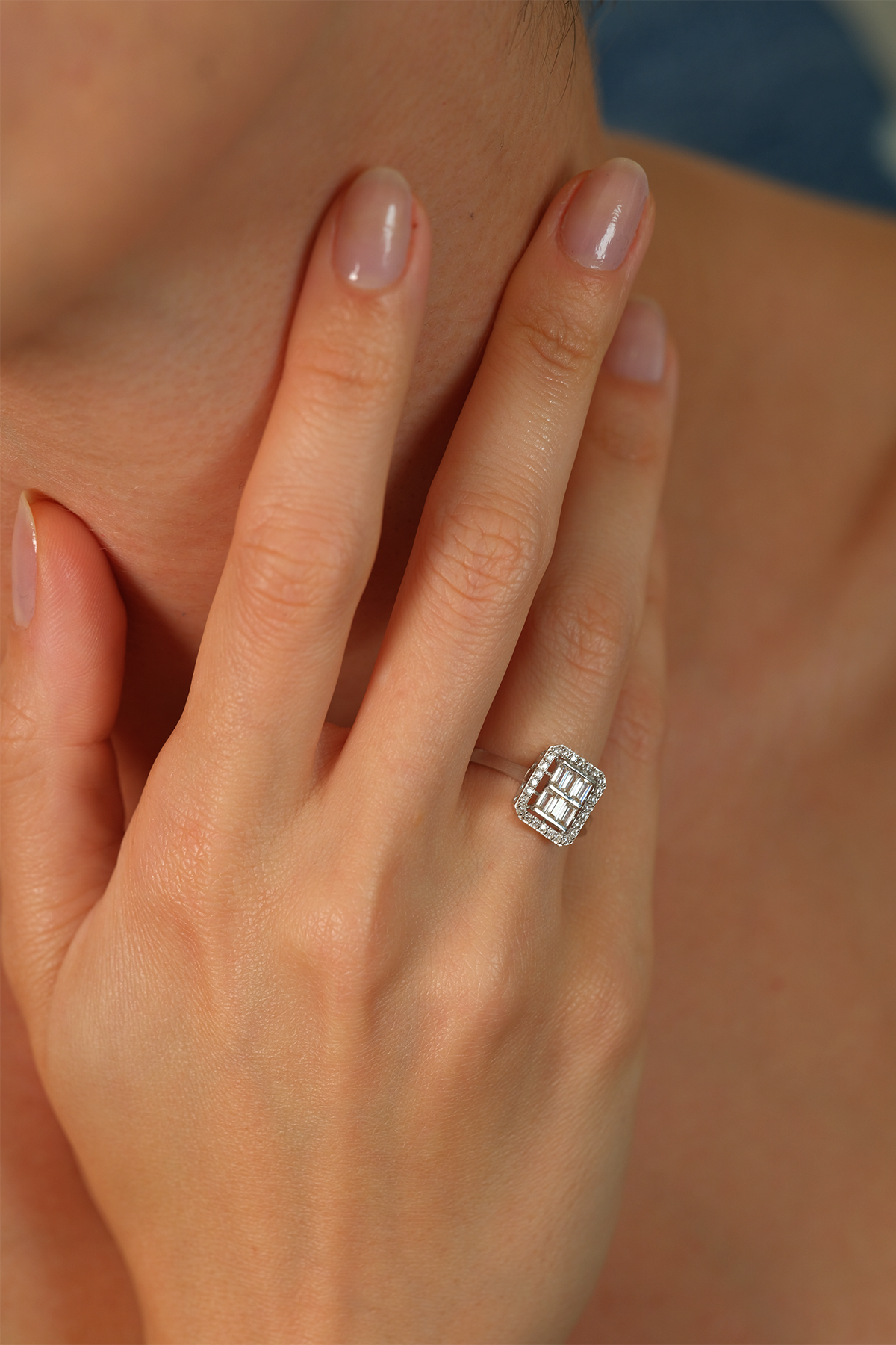 14 Ayar Altın Double Row Baget Yüzük