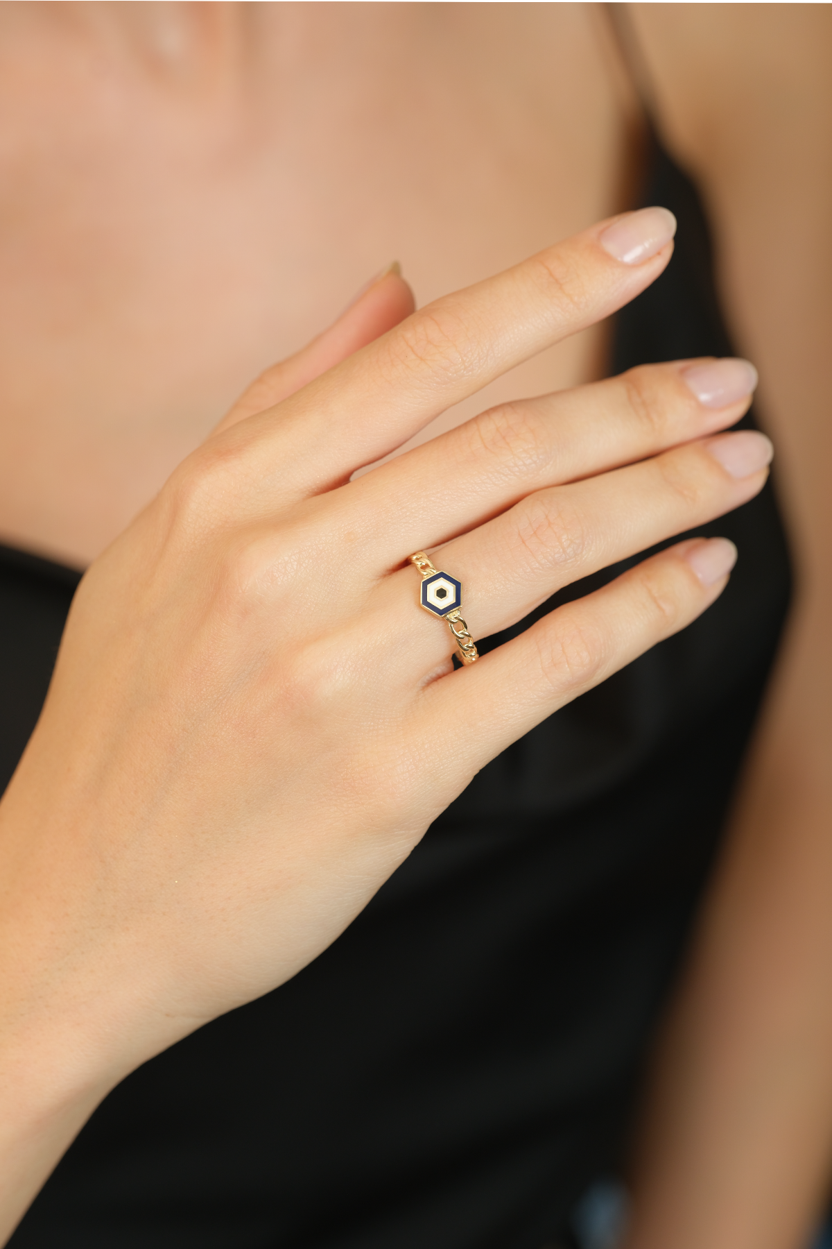 14 Ayar Altın Gözlü Eklem Yüzük