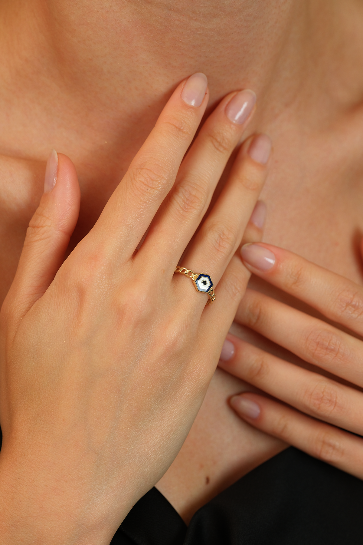 14 Ayar Altın Gözlü Eklem Yüzük