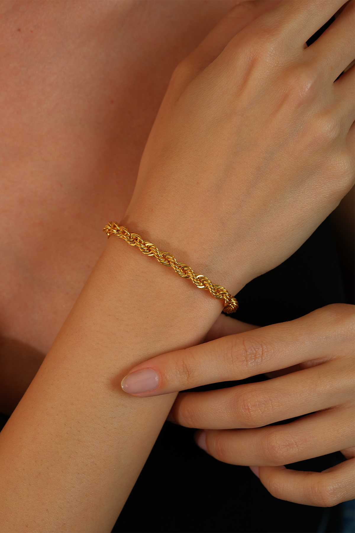 14 Ayar Altın İnce Halat Bileklik