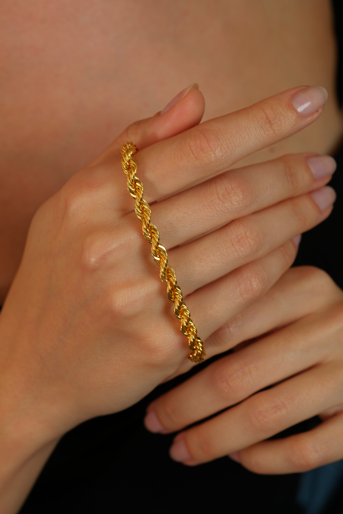 14 Ayar Altın İnce Halat Bileklik