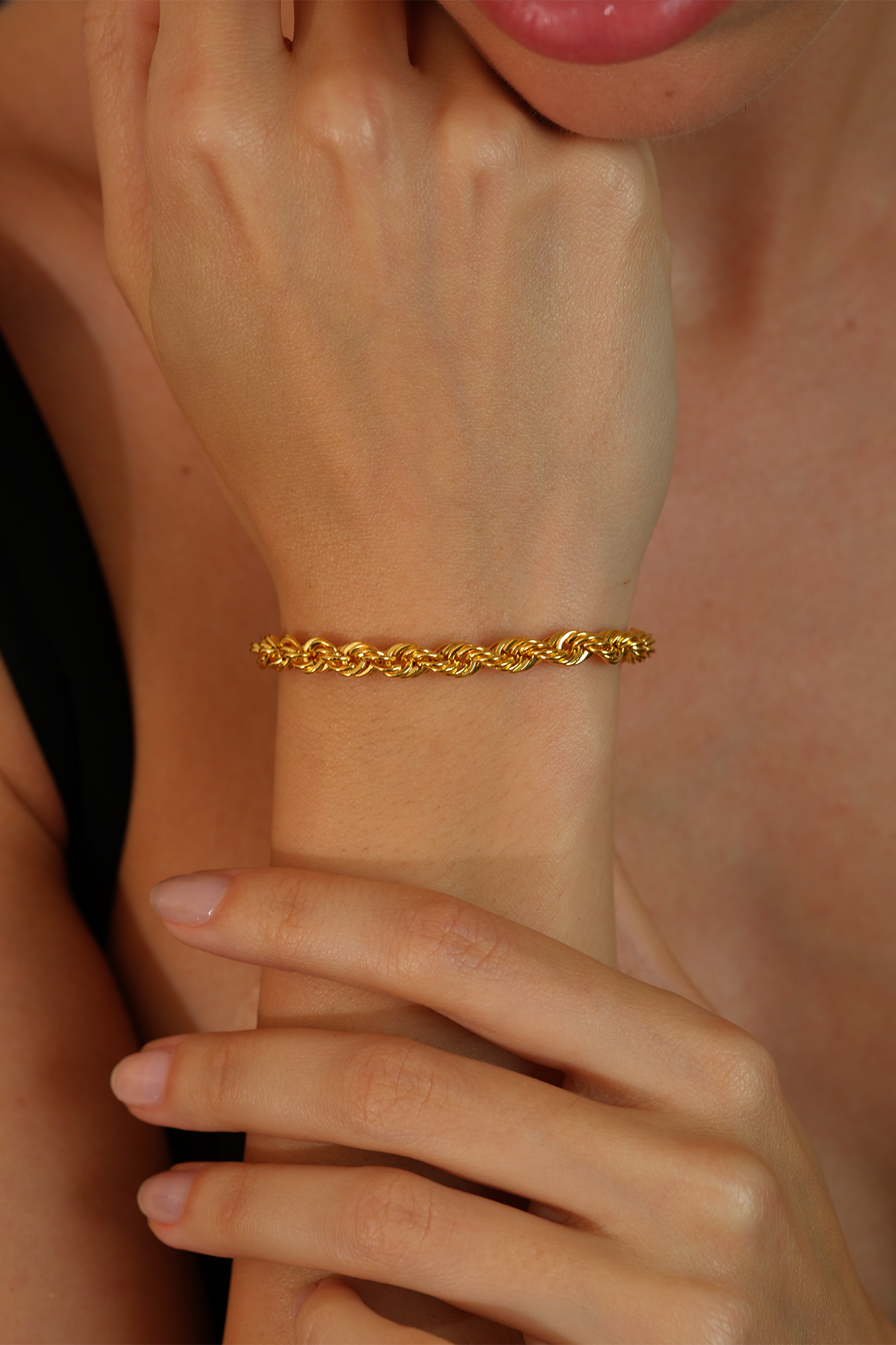 14 Ayar Altın İnce Halat Bileklik