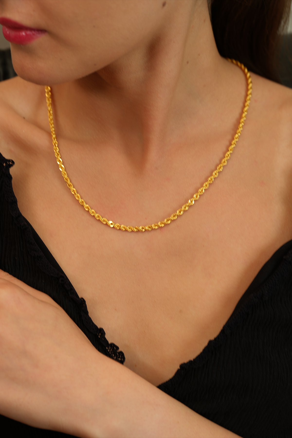 14 Ayar Altın İnce Halat Zincir