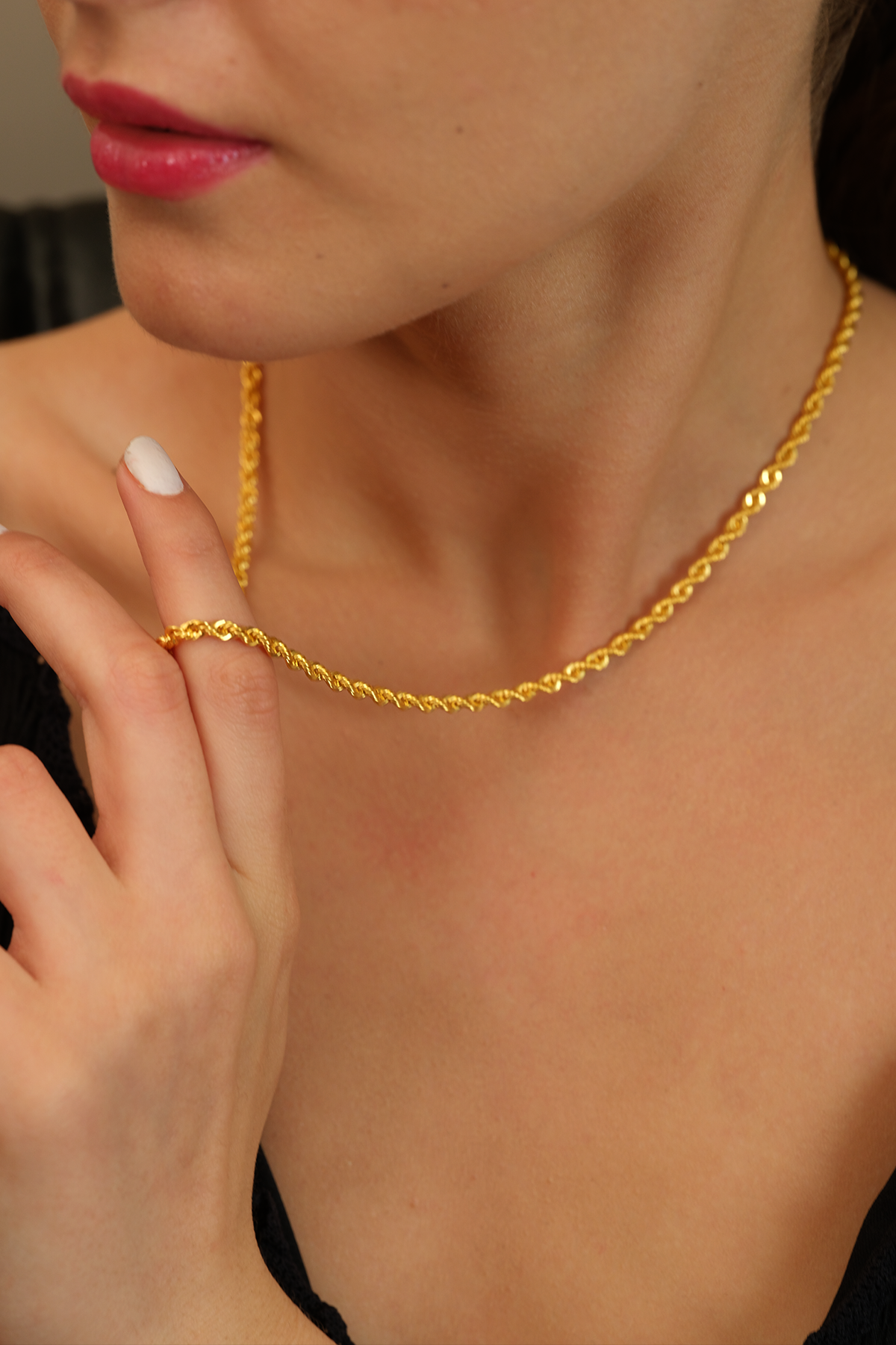 14 Ayar Altın İnce Halat Zincir