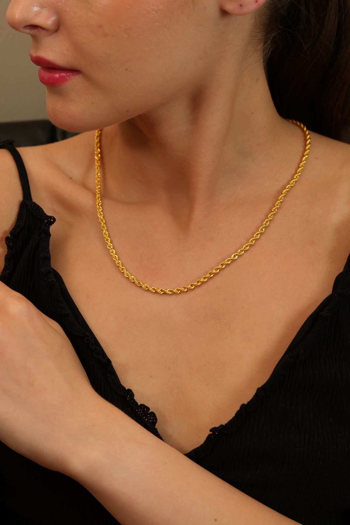 14 Ayar Altın İnce Halat Zincir