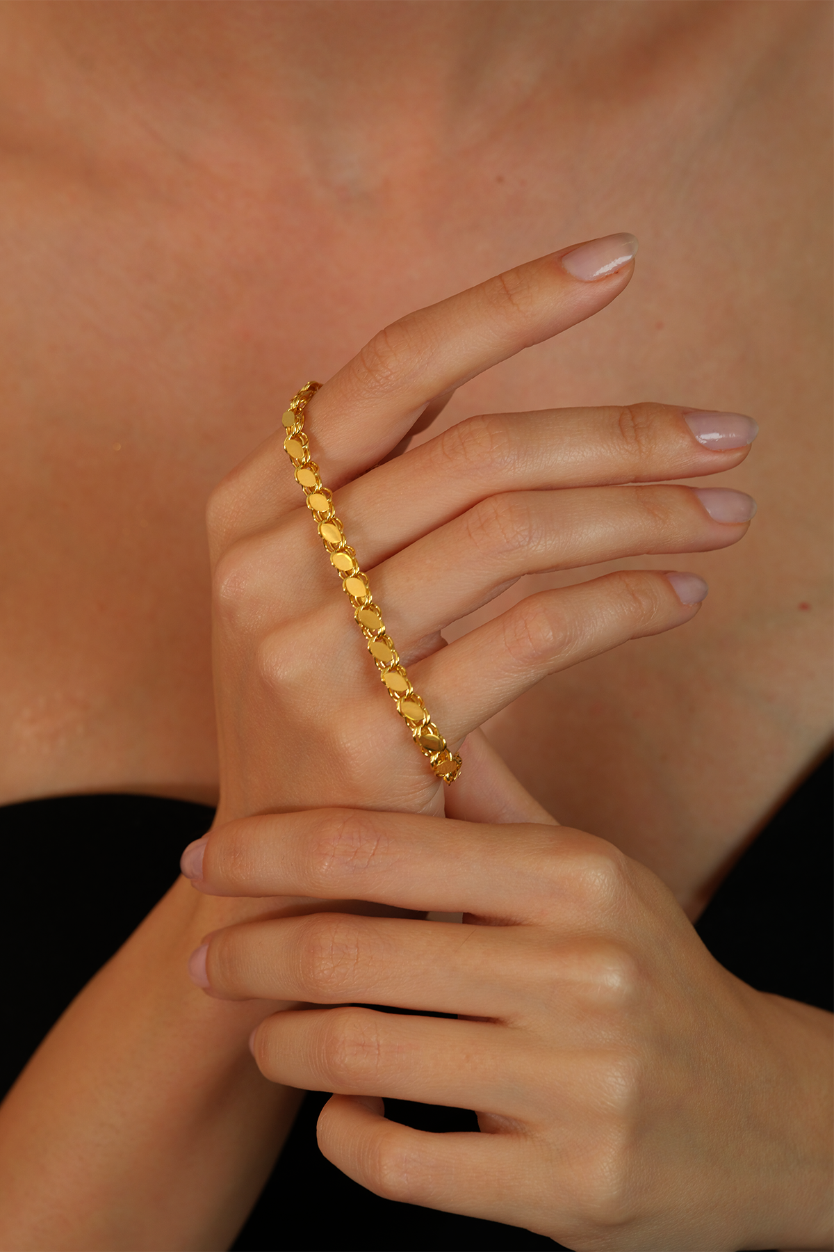 14 Ayar Altın İnce Pullu Bileklik