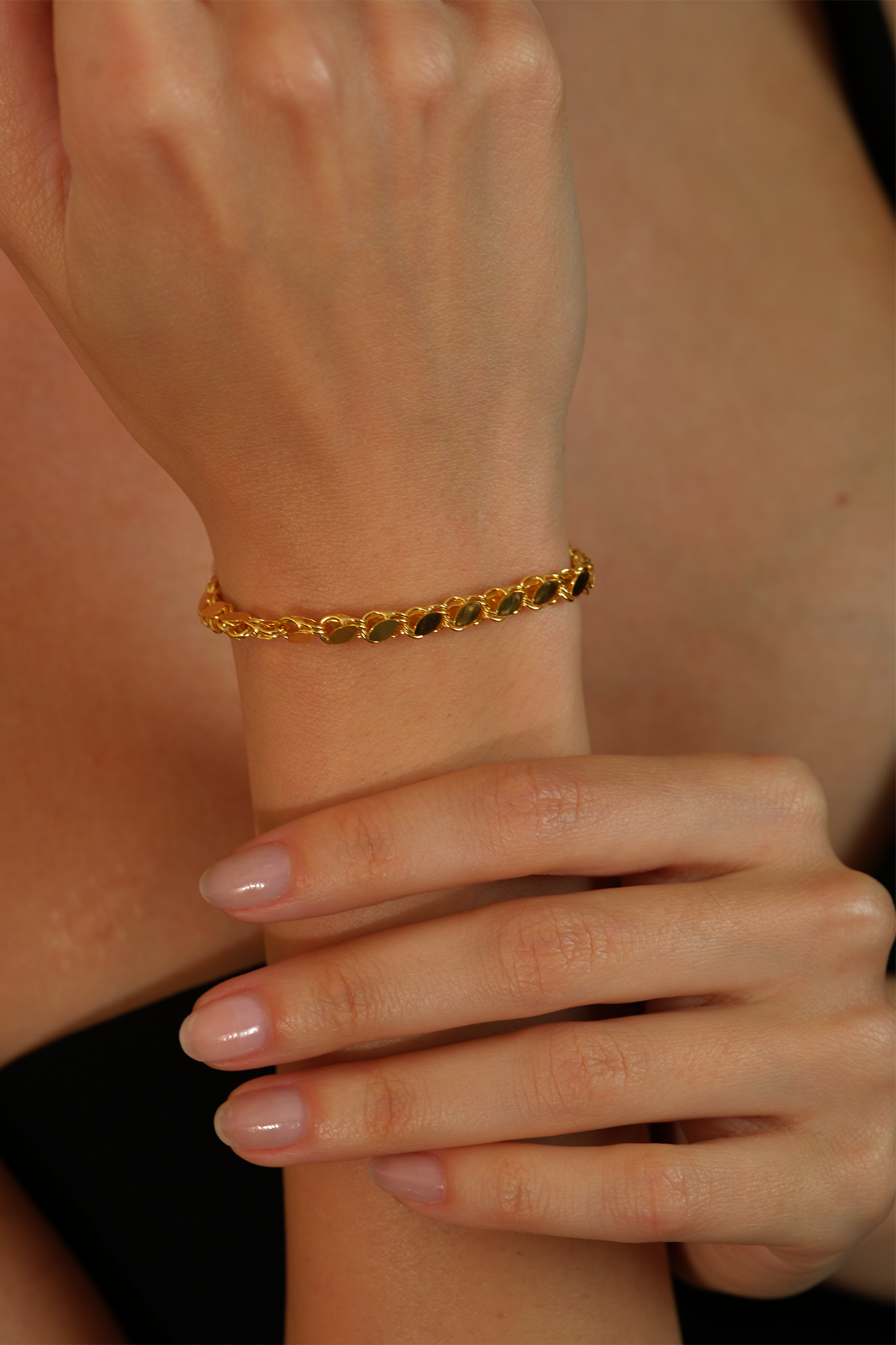 14 Ayar Altın İnce Pullu Bileklik