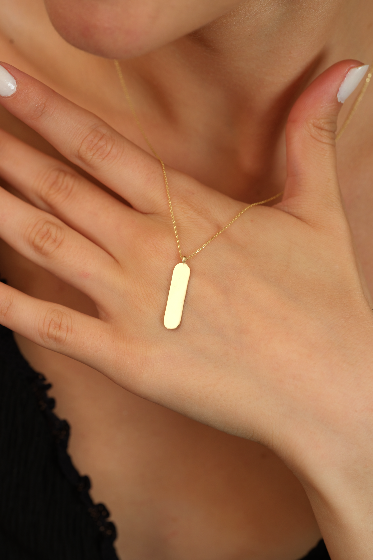 14 Ayar Altın İsimlik Plaka Kolye