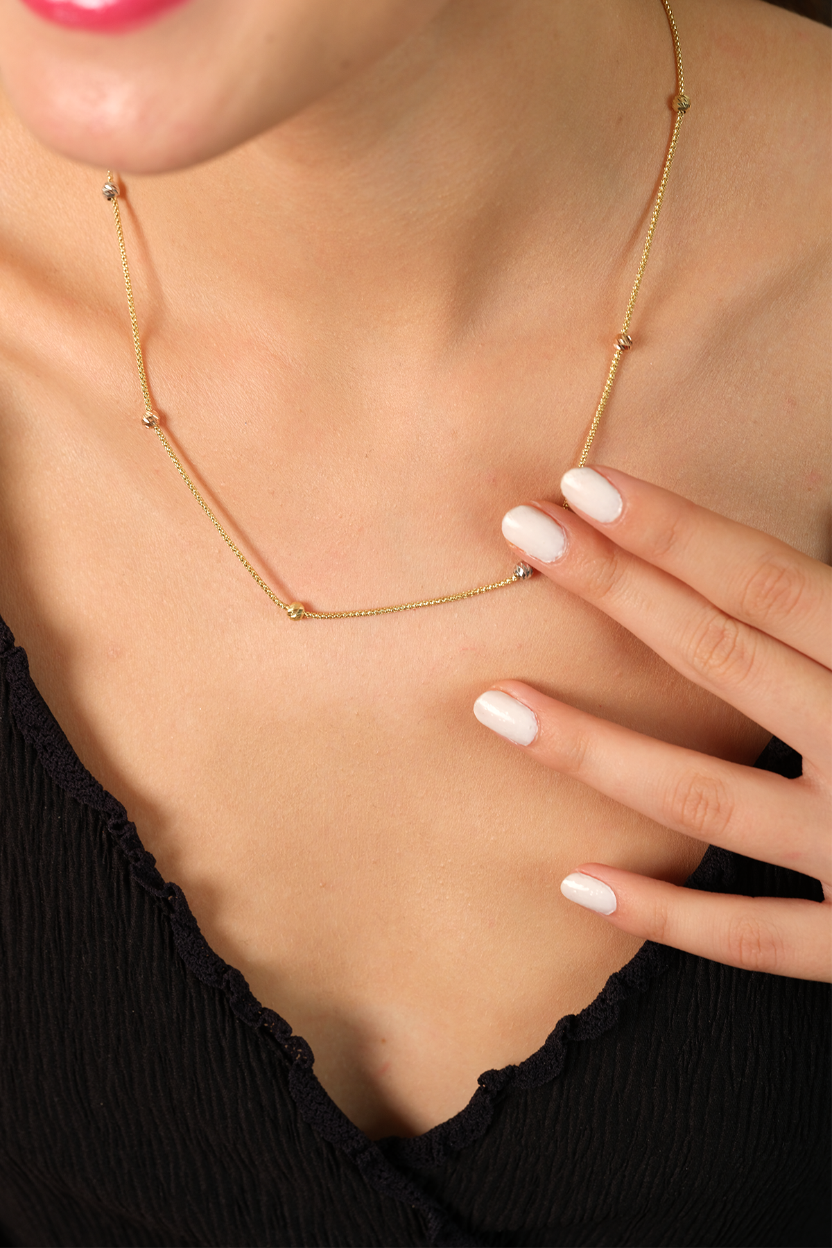 14 Ayar Altın İtalyan Popcorn Tekli Dorika Kolye